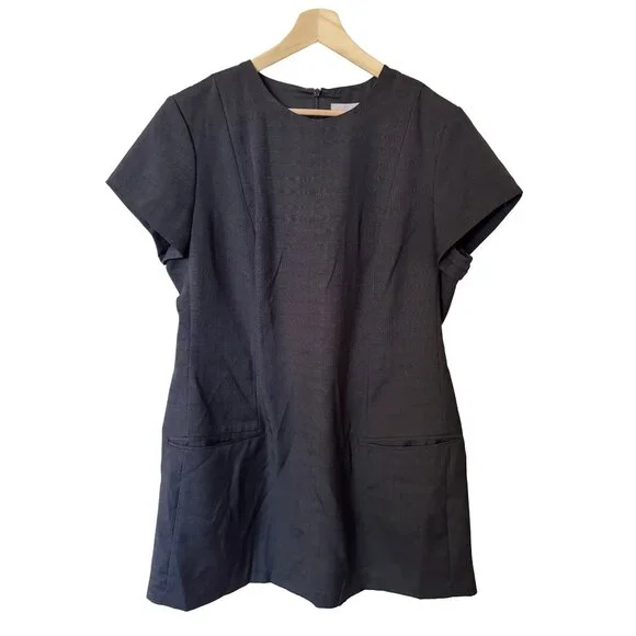 H&M | Dresses | Hm Linenlike Shift Dress Short Black Size Xl | Poshmark